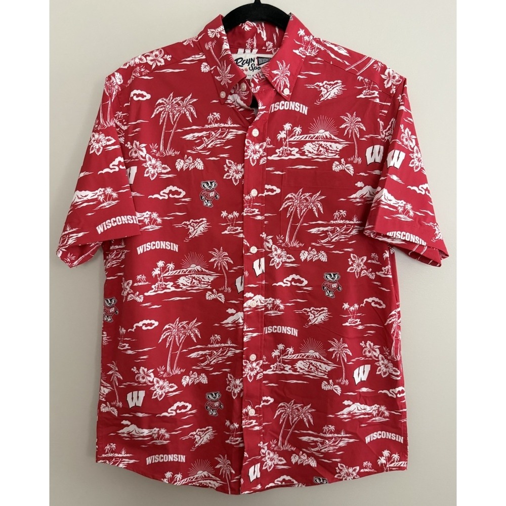 Reyn Spooner University Shirt Wisconsin Badgers Red Men's Size Small
